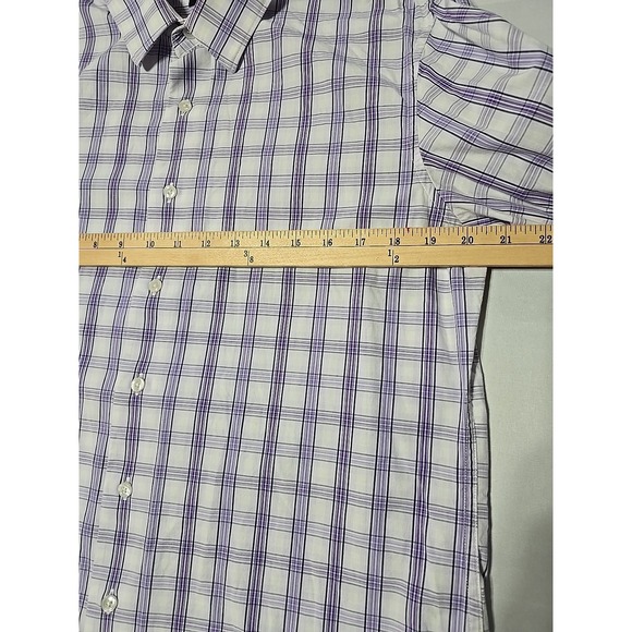 Apt 9 Shirt Mens Medium Business Casual Button Up Purple Plaid Long Sleeve - Picture 5 of 7